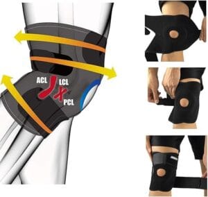 Knee Support Open Patella Stabؤer with Adjustable Strapping & Extra Thick Breathable Neoprene Sleeve Single Pack